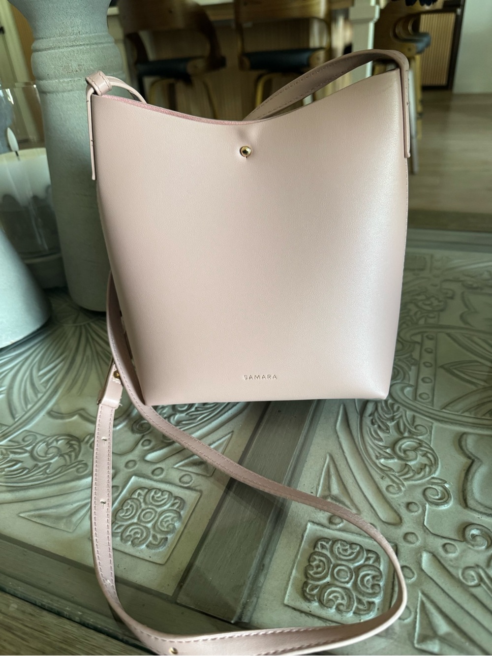 Blush Pink Bucket Crossbody Bag